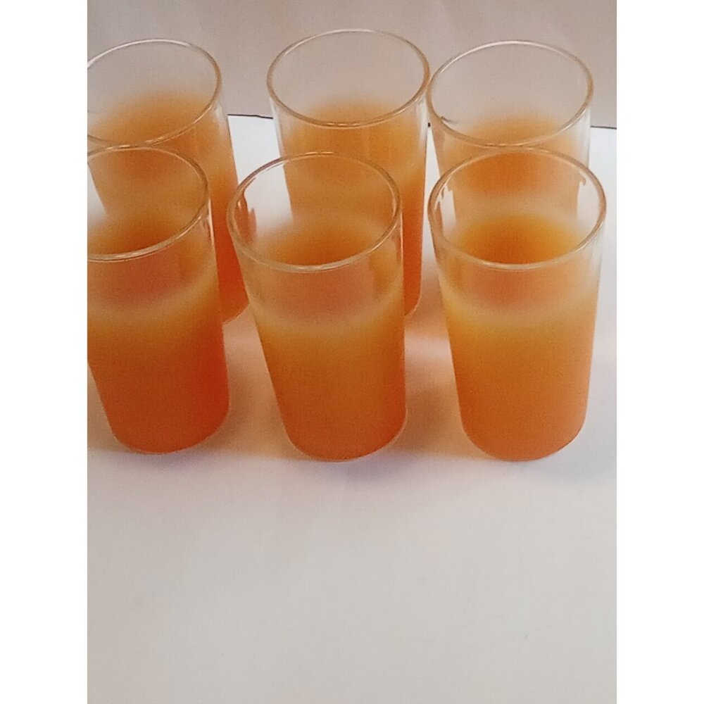 Vtg West Virginia Glass Blendo Frosted Tumblers 5" Orange ~ Set of 6